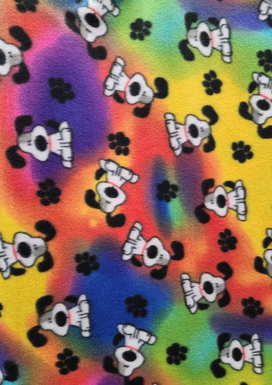 Multicolor Puppy Print - Anti Pill Theme Fleece Fabric, 60” Inches Wide – Sold By The Yard