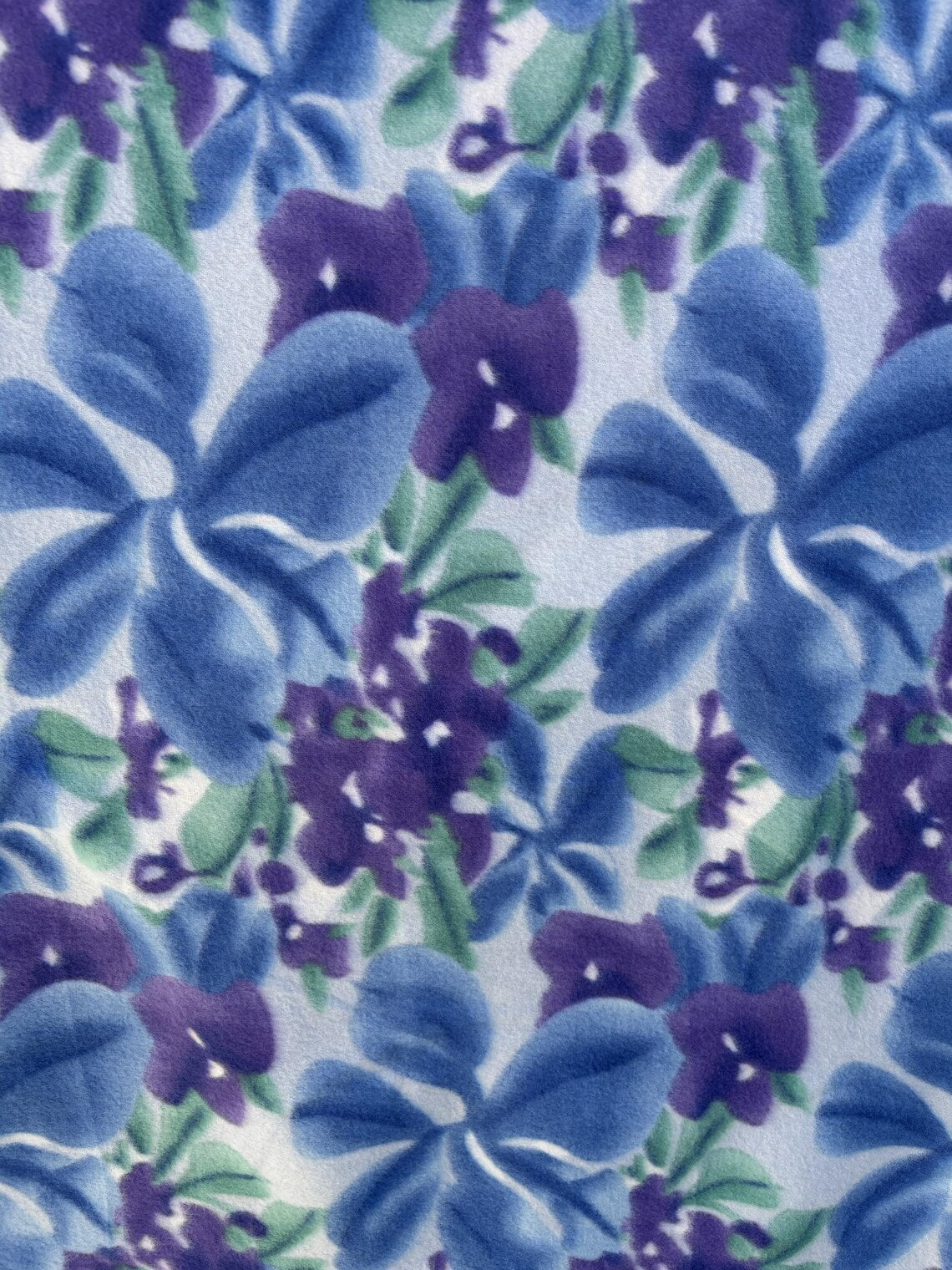 Blue Floral Print - Anti Pill Theme Fleece Fabric, 60” Inches Wide – Sold By The Yard
