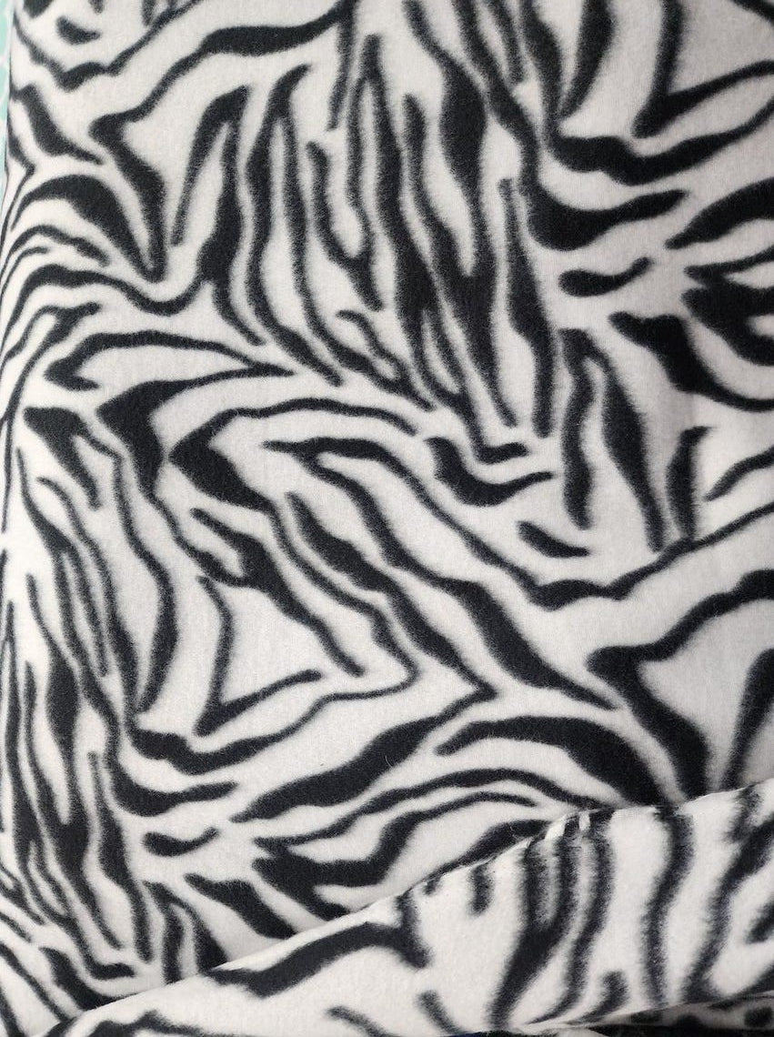 Zebra Print - Anti Pill Theme Fleece Fabric, 60” Inches Wide – Sold By The Yard White