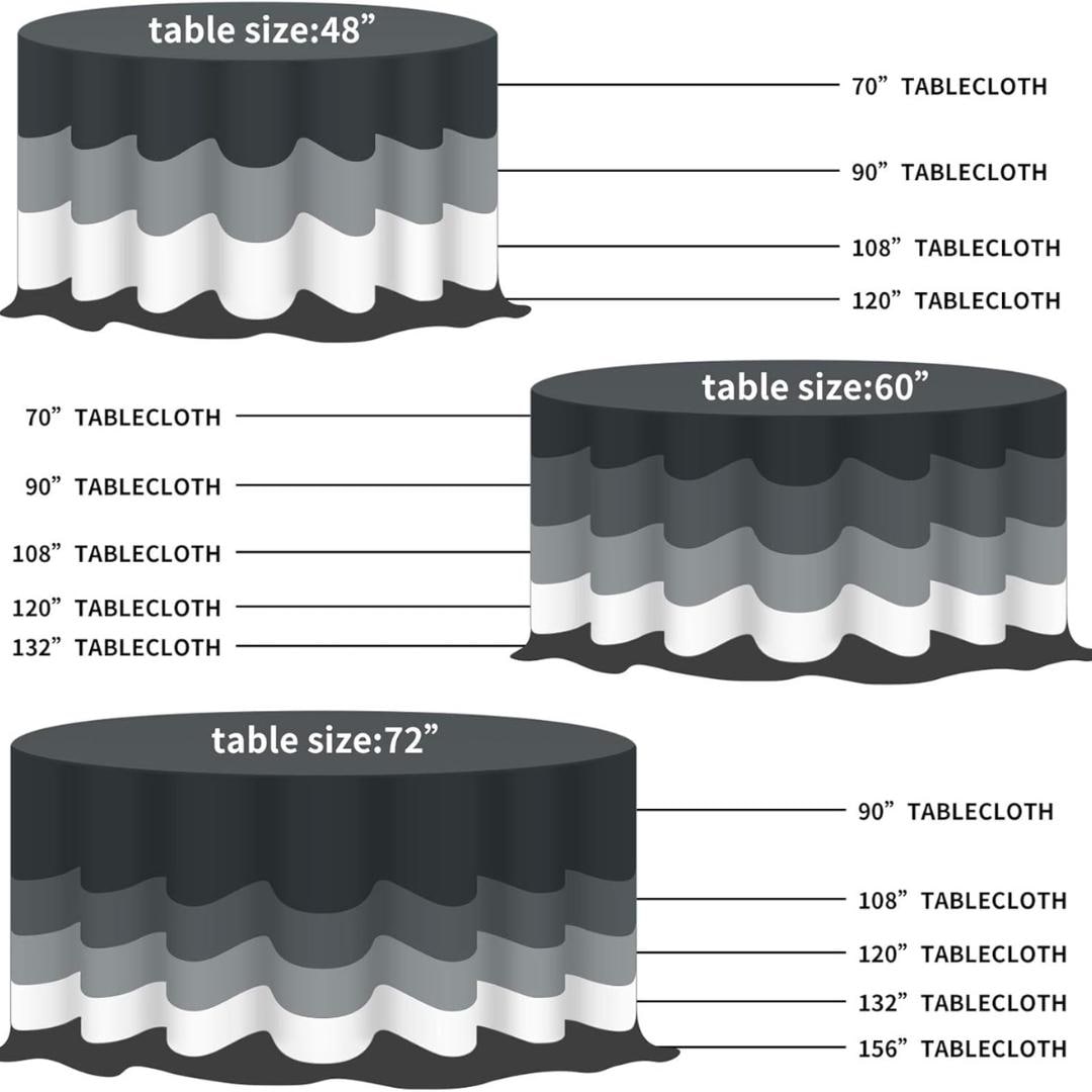 Royal Velvet Tablecloth - BLACK - Luxurious Round Table Cover for Weddings, Parties, Baby Showers and Events. Choose Size Below