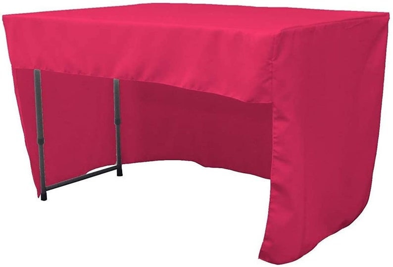 Fitted Tablecloth with Open Back Design- Poplin Fitted Table 72" Long x 30" Wide x 30" High Stain and Wrinkle Resistant Table Cover Fabric