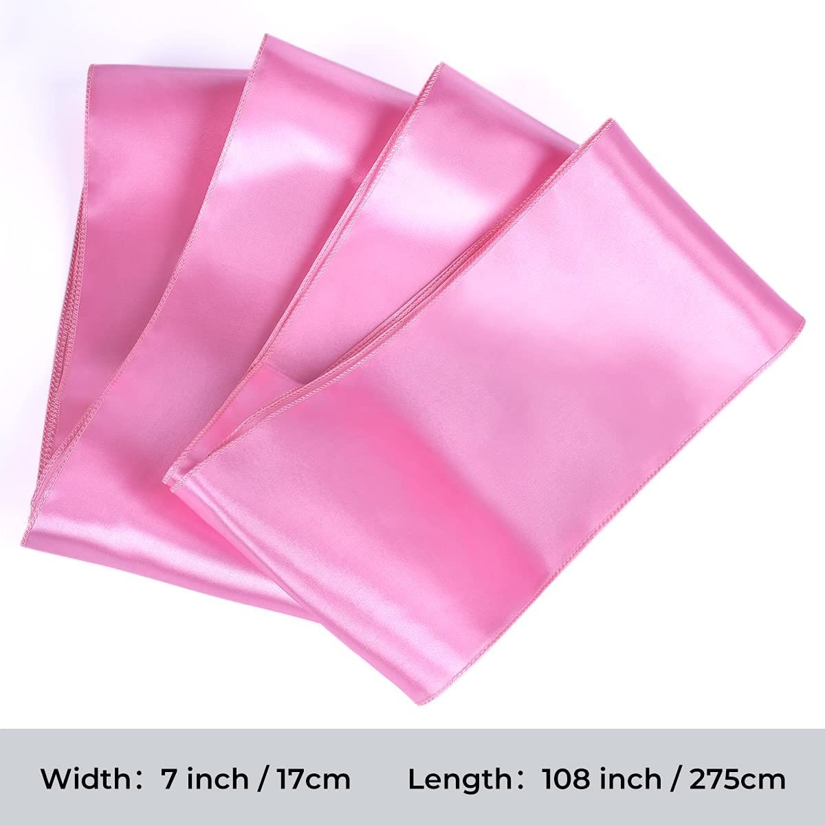 50 PCS Pink Satin Chair Sashes Bows Universal Chair Cover for Wedding Reception Restaurant Event Decoration Banquet,Party (7 x 108 inch)