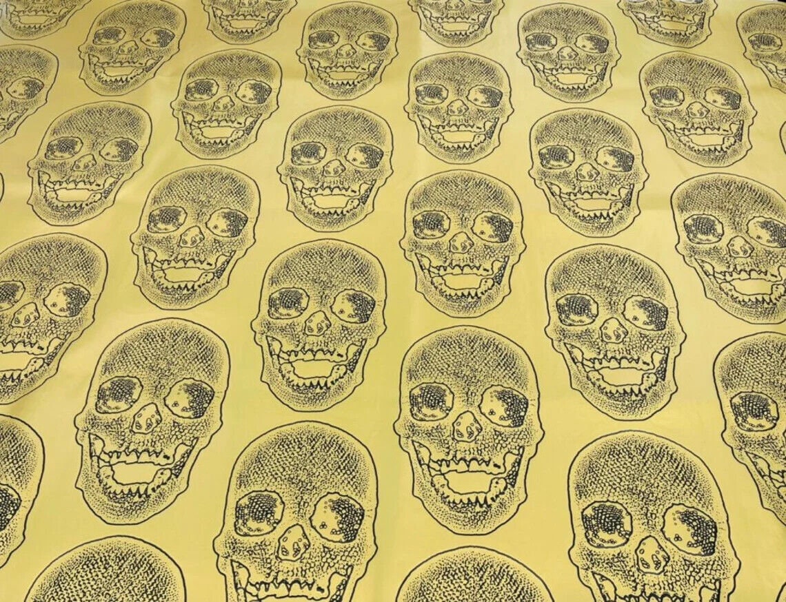 SKULLS - Skull Fake Leather Upholstery, 3D Faux Leather PVC Vinyl Fabric Sold By The Yard.