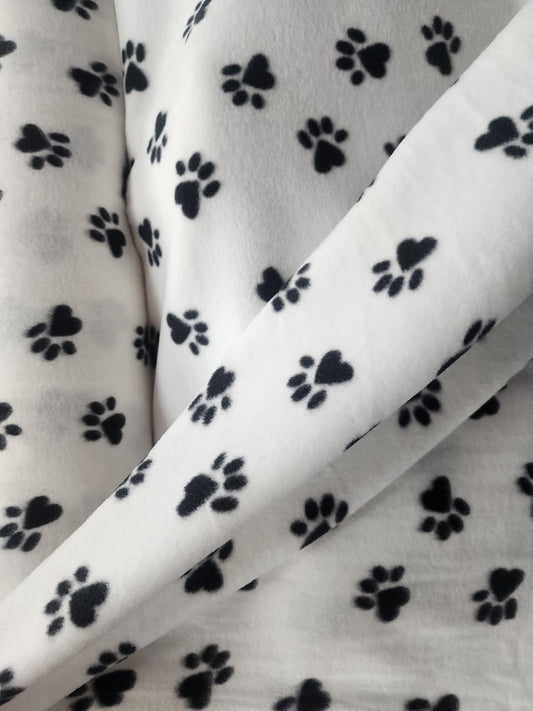 Paws Print -  Anti Pill Theme Fleece Fabric, 60” Inches Wide – Sold By The Yard White