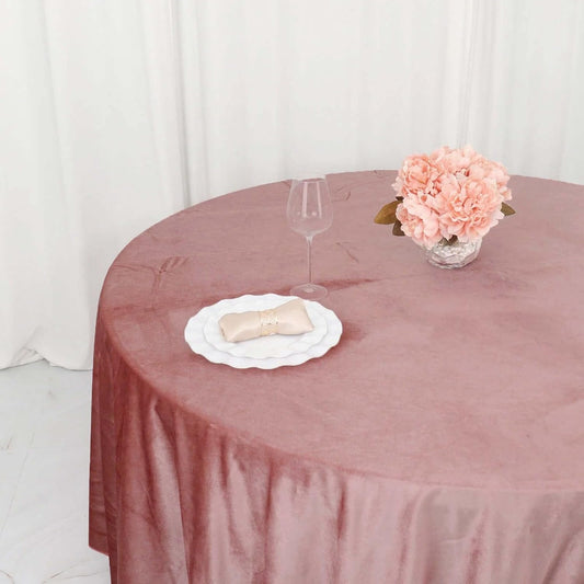 Royal Velvet Tablecloth - DUSTY ROSE -  Luxurious Round Table Cover  for Weddings, Parties, Baby Showers and Events. Choose Size Below
