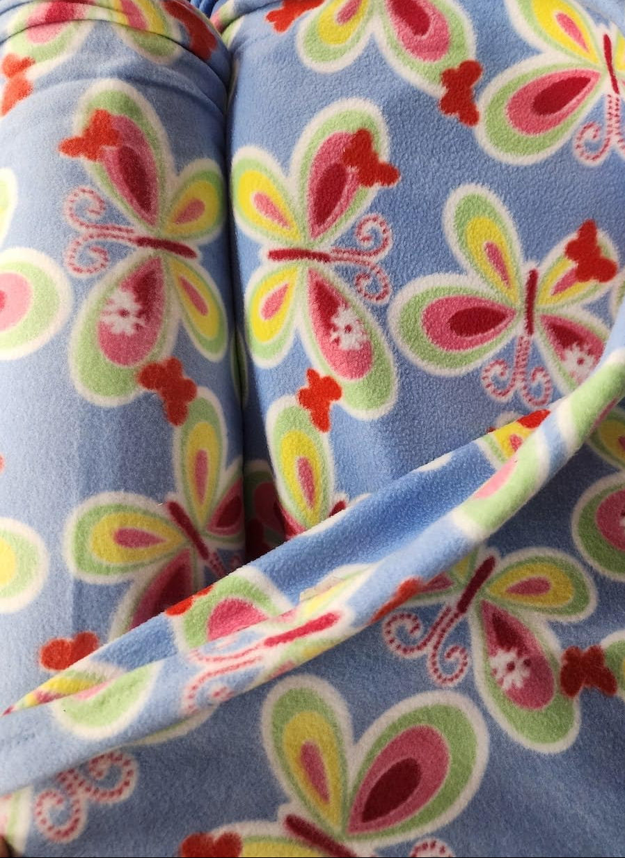 Butterflies Design Print - Anti Pill Theme Fleece Fabric, 60” Inches Wide – Sold By The Yard Blue