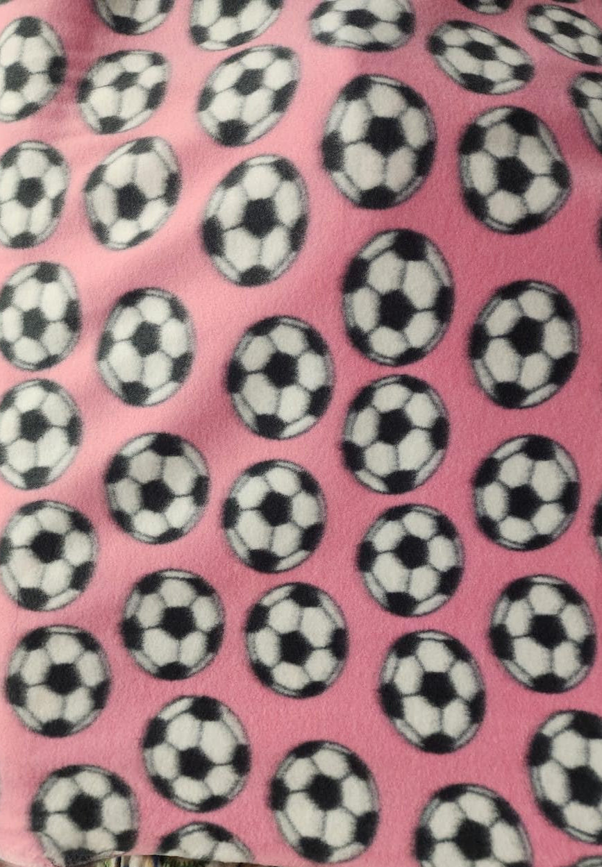 Pink Soccer Print - Anti Pill Theme Fleece Fabric, 60” Inches Wide – Sold By The Yard