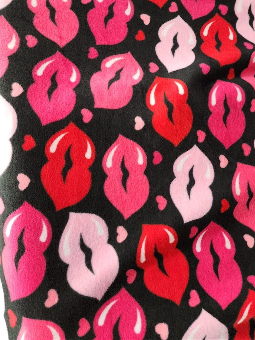 Kisses Print -  Anti Pill Theme Fleece Fabric, 60” Inches Wide – Sold By The Yard