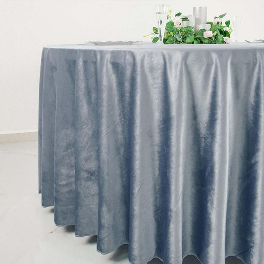 Royal Velvet Tablecloth - DUSTY BLUE -  Luxurious Round Table Cover  for Weddings, Parties, Baby Showers and Events. Choose Size Below