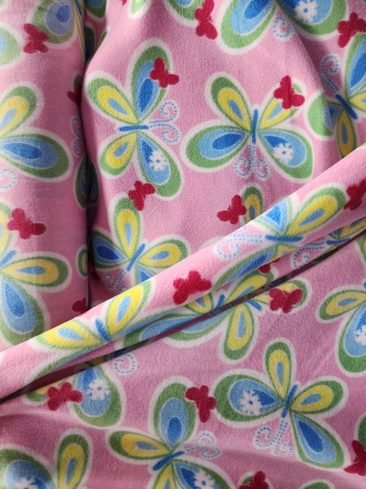 Butterflies Design - Anti Pill Theme Fleece Fabric, 60” Inches Wide – Sold By The Yard
