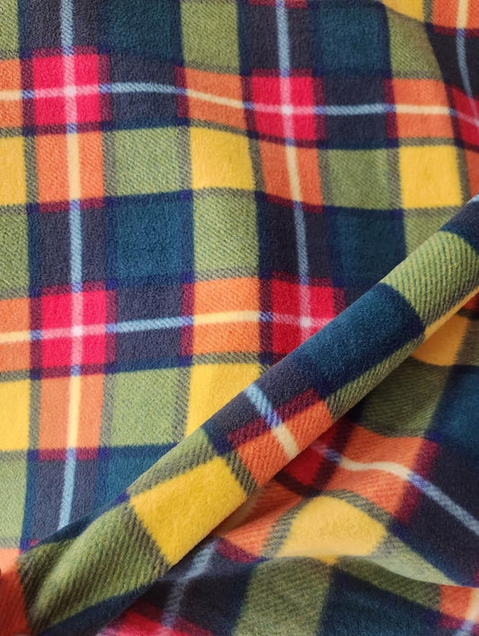 Multicolor Square Print -  Anti Pill Theme Fleece Fabric, 60” Inches Wide – Sold By The Yard