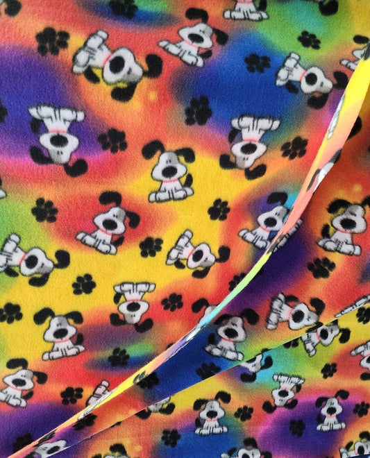 Multicolor Puppy Print - Anti Pill Theme Fleece Fabric, 60” Inches Wide – Sold By The Yard