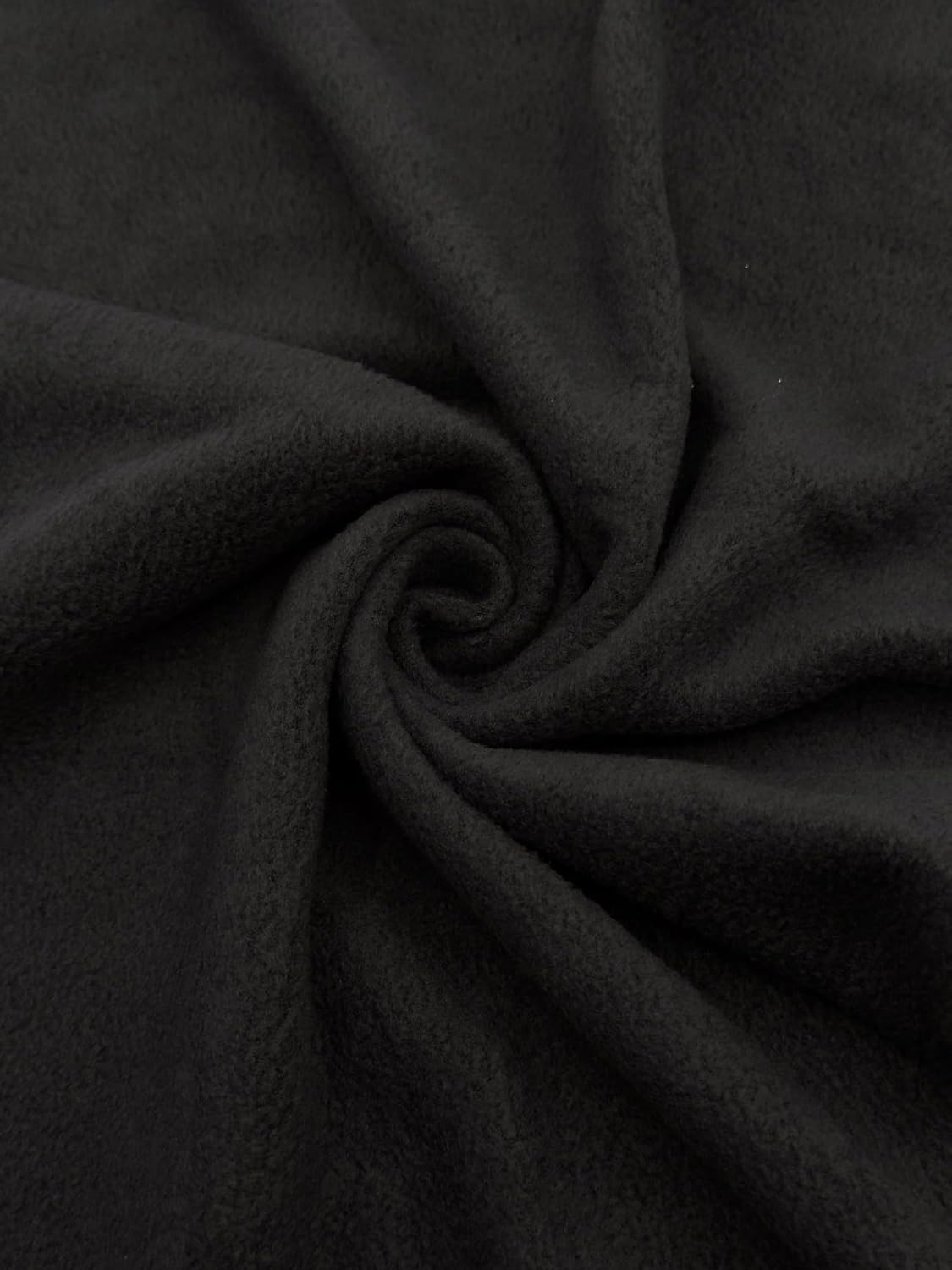 Polar Fleece Fabric By The Yard – Soft Anti-Pill, Warm & Cozy Material for Blankets, Clothing, Crafts, Pet Beds & DIY Sewing – 60” Wide, Solid - Black