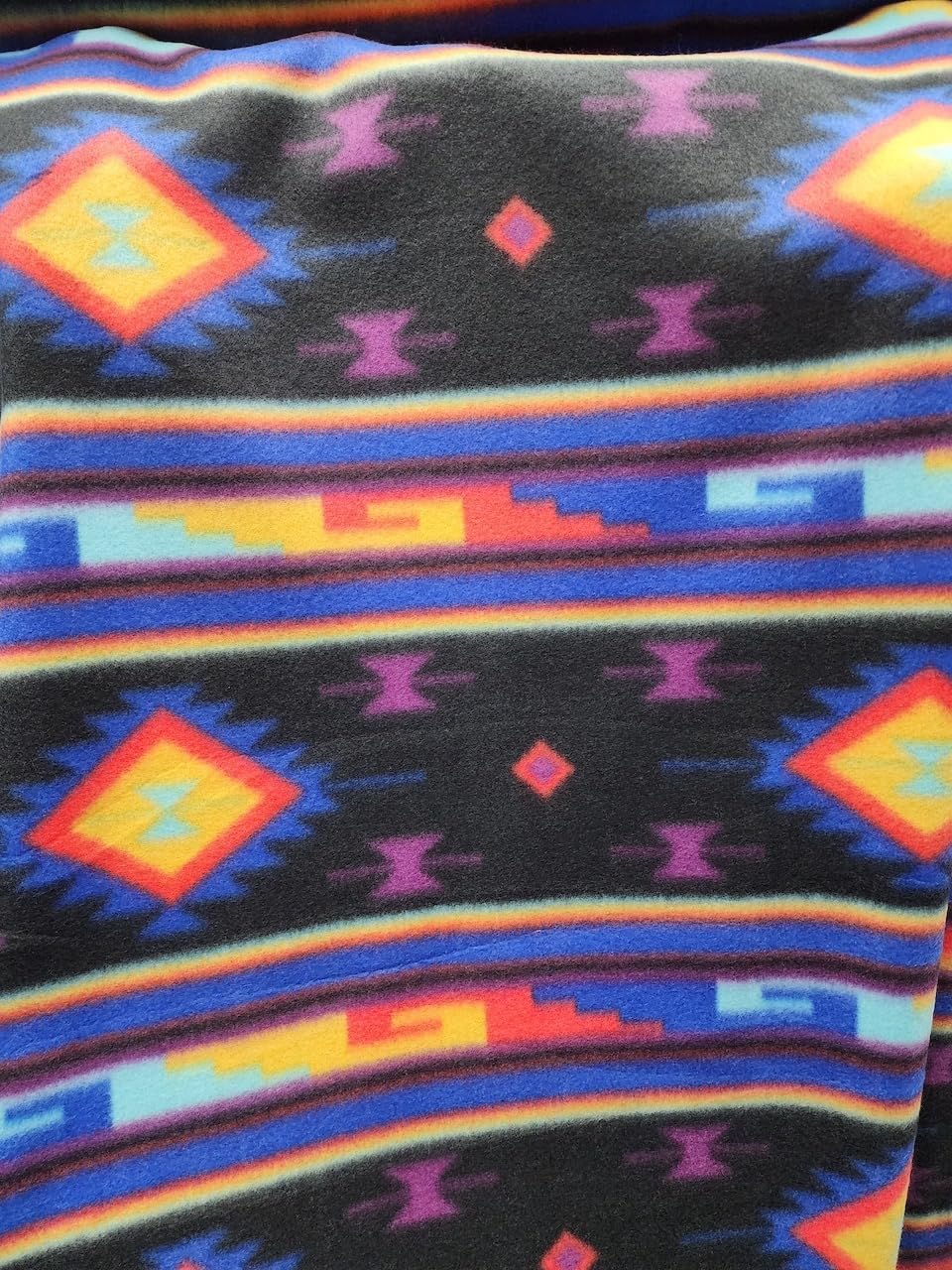 Black Aztec Print -  Anti Pill Theme Fleece Fabric, 60” Inches Wide – Sold By The Yard