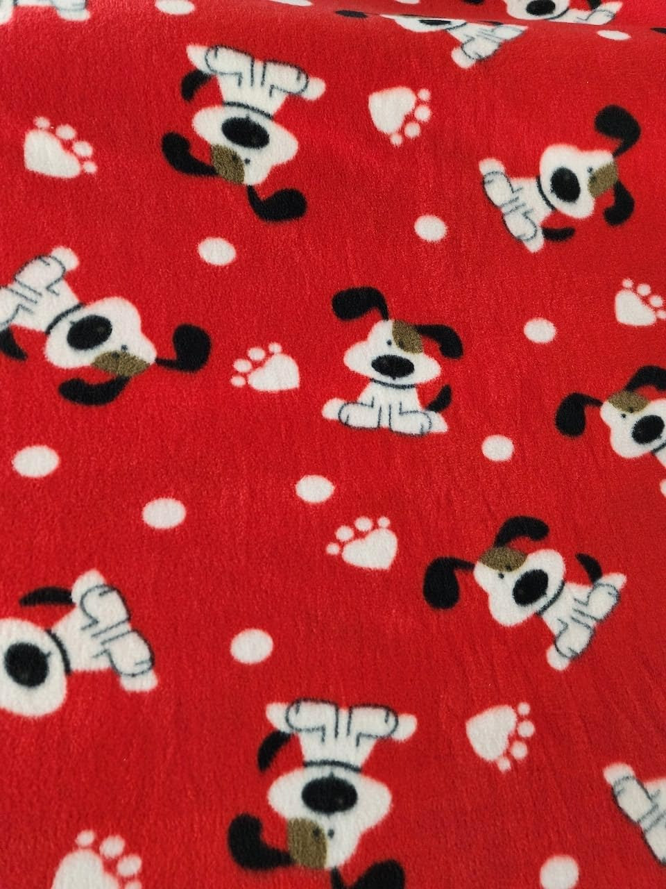 Red Puppy Print - Anti Pill Theme Fleece Fabric, 60” Inches Wide – Sold By The Yard