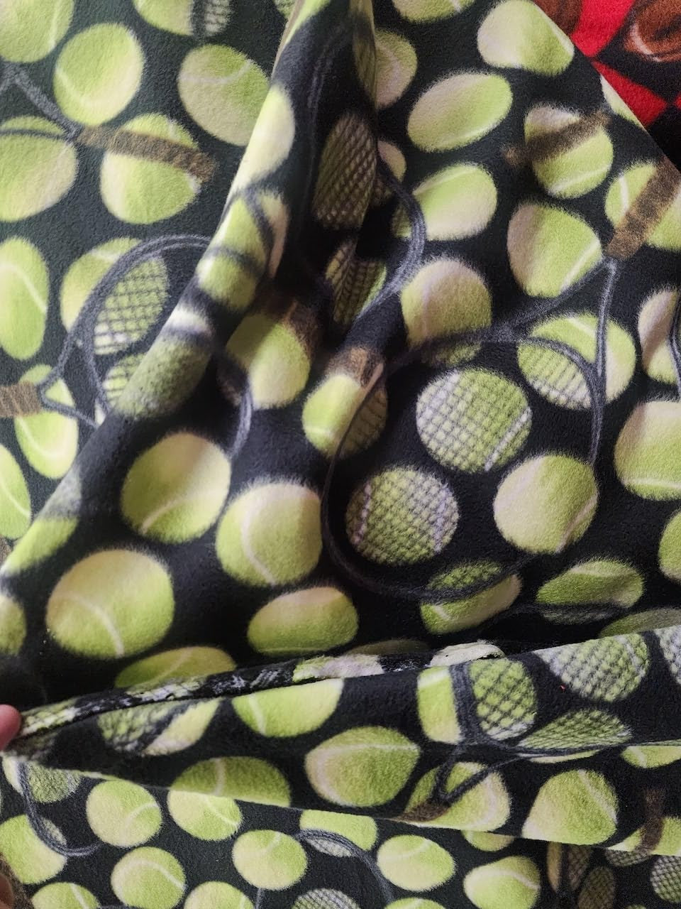 GreenTennis Rackets Print -  Anti Pill Theme Fleece Fabric, 60” Inches Wide – Sold By The Yard
