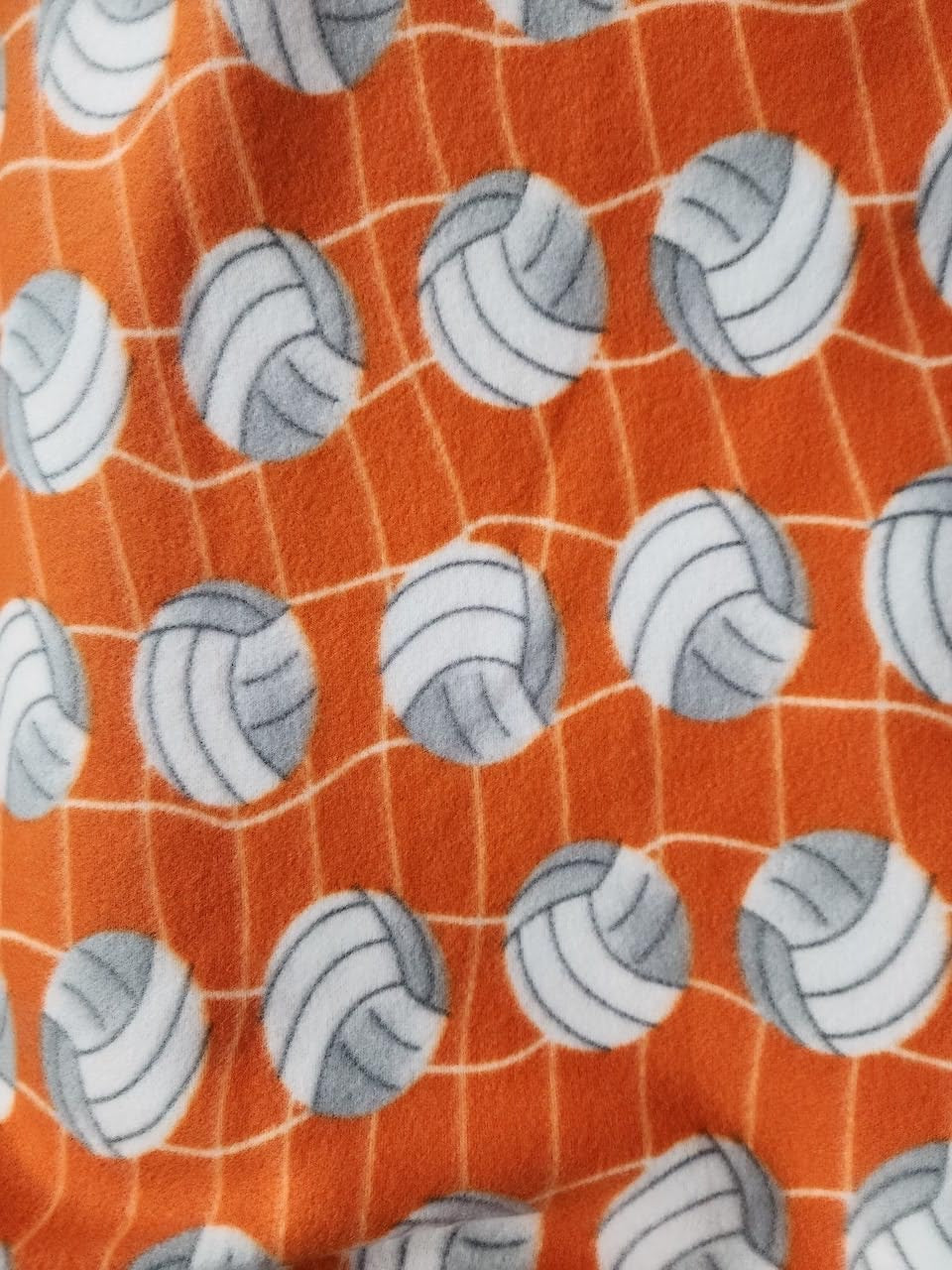 Baseball Print- - Anti Pill Theme Fleece Fabric, 60” Inches Wide – Sold By The Yard Orange