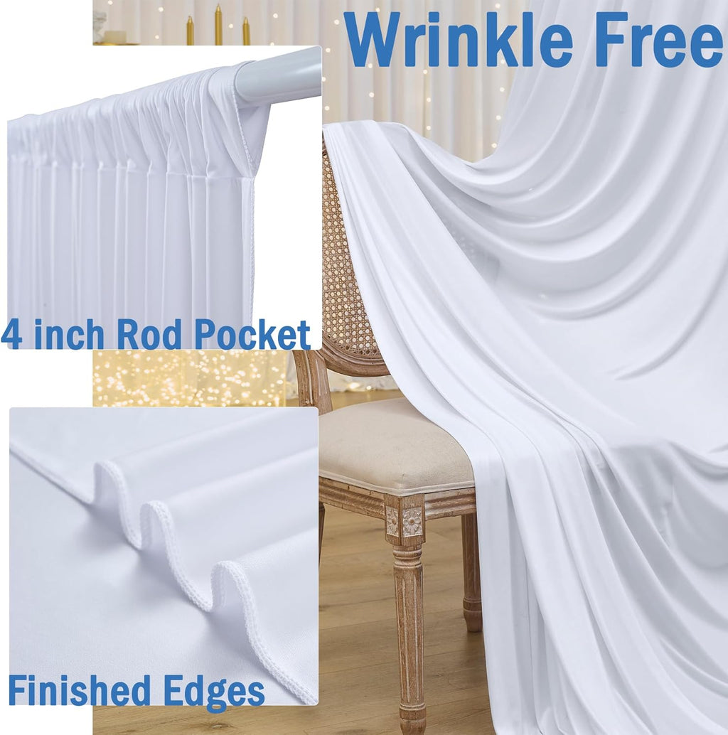 IVORY  - Wrinkle Free Backdrop Curtains for Parties - 10 Panels 5x10ft Silky Interlock Backdrop for Weddings Birthday Party Curtains