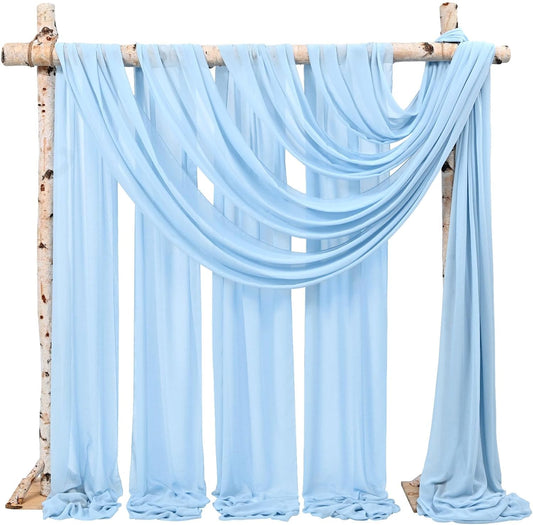 Backdrop Chiffon Curtains 20' x 20' Ft - BLUE - 4 Panels Chiffon Backdrop Curtain Sheer Curtains Wedding Arch Draping Fabric for Party