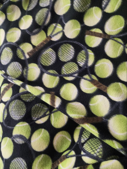 GreenTennis Rackets Print -  Anti Pill Theme Fleece Fabric, 60” Inches Wide – Sold By The Yard