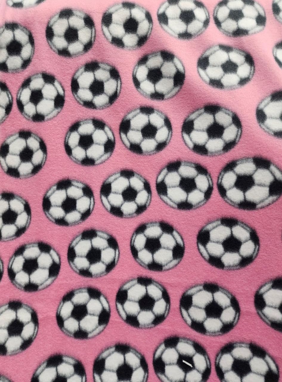 Pink Soccer Print - Anti Pill Theme Fleece Fabric, 60” Inches Wide – Sold By The Yard