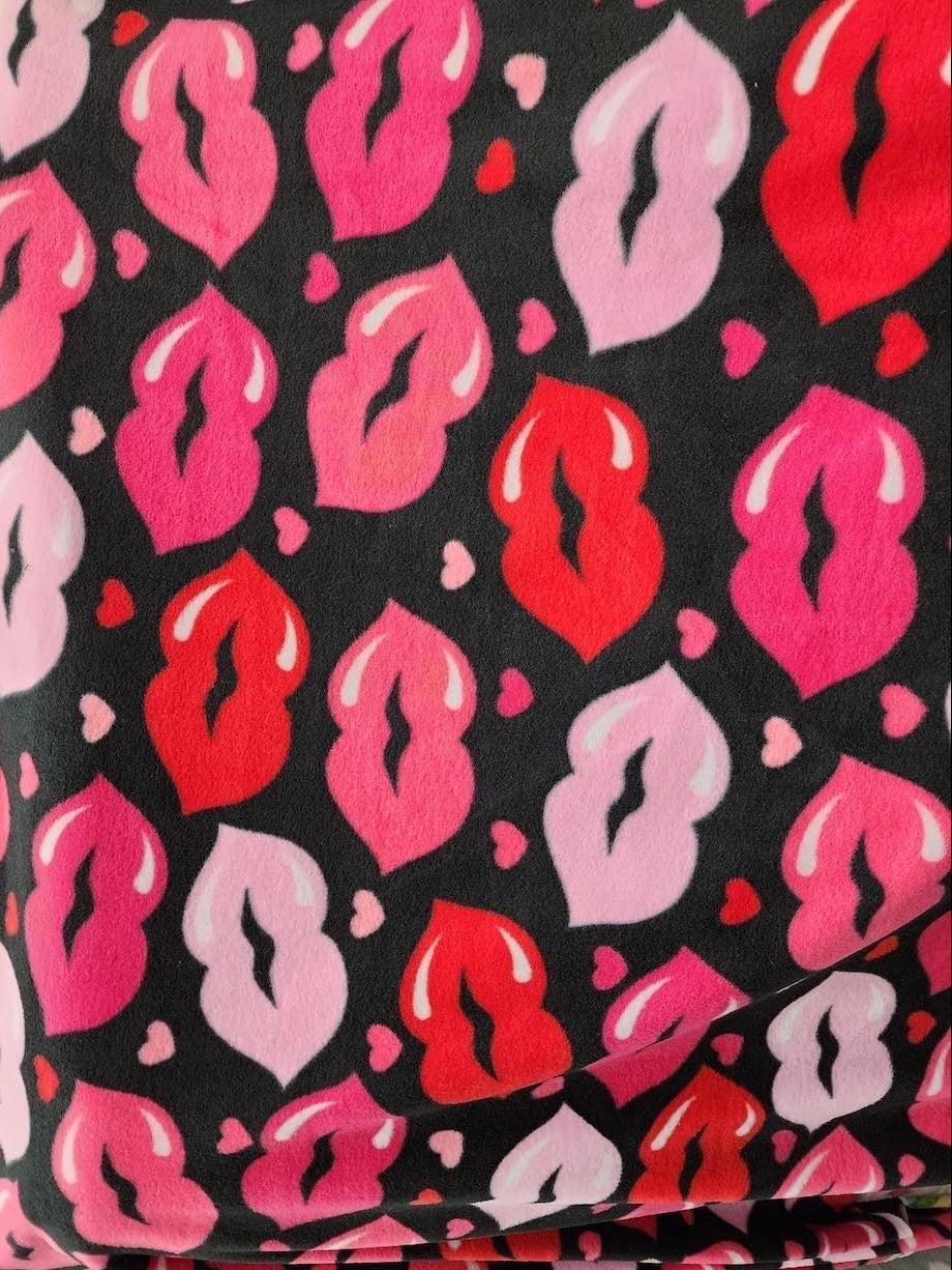 Kisses Print -  Anti Pill Theme Fleece Fabric, 60” Inches Wide – Sold By The Yard