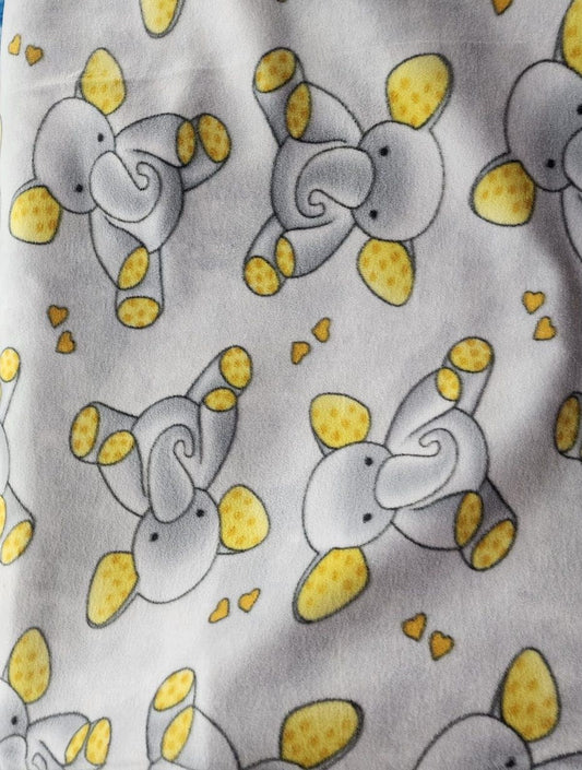 Elephant Print, Silver/Yellow -  Anti Pill Theme Fleece Fabric, 60” Inches Wide – Sold By The Yard