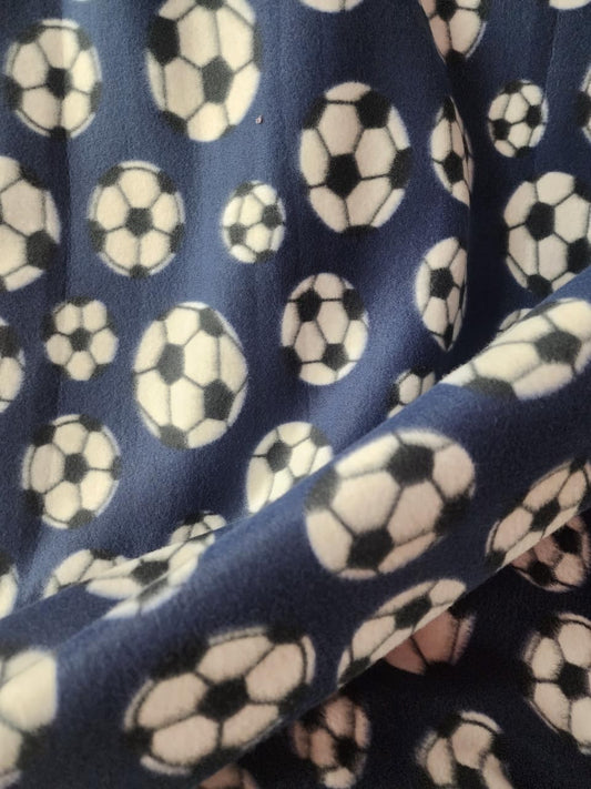 Navy Soccer Print - Anti Pill Theme Fleece Fabric, 60” Inches Wide – Sold By The Yard