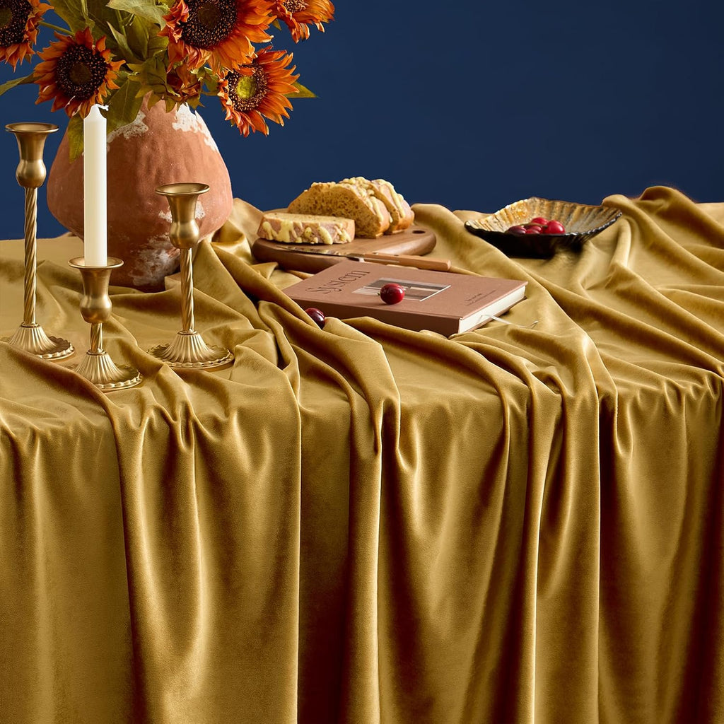 Stretch Velvet Tablecloth -  GOLD - Rectangle Table Cover - Stretch Velvet Table Cloth Smooth Luxury Tablecloth for Party Wedding Dining Banquet