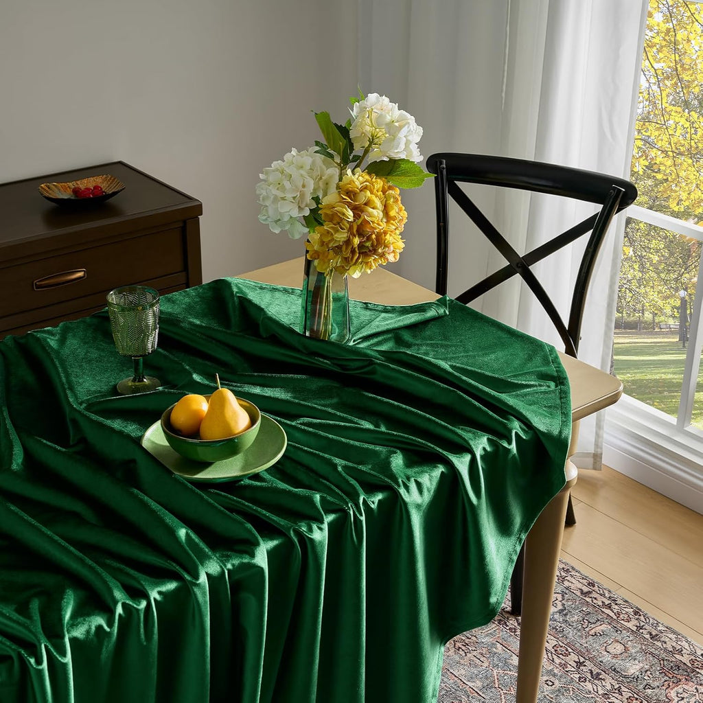 Stretch Velvet Tablecloth -  KELLY GREEN - Rectangle Table Cover - Stretch Velvet Table Cloth Smooth Luxury Tablecloth for Party Wedding Dining Banquet