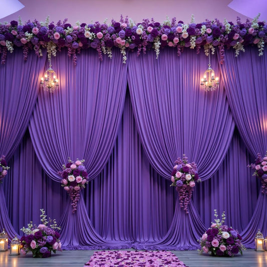 PURPLE  - Wrinkle Free Backdrop Curtains for Parties - 10 Panels 5x10ft Silky Interlock Backdrop for Weddings Birthday Party Curtains