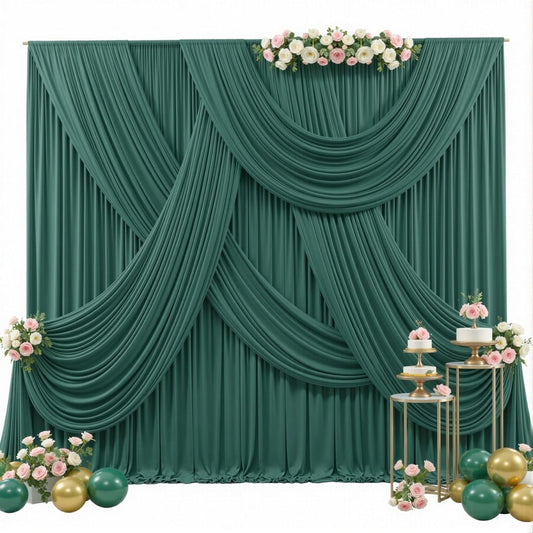 HUNTER  - Wrinkle Free Backdrop Curtains for Parties - 4 Panels 5x15ft Silky Interlock Backdrop for Weddings Birthday Party Curtains