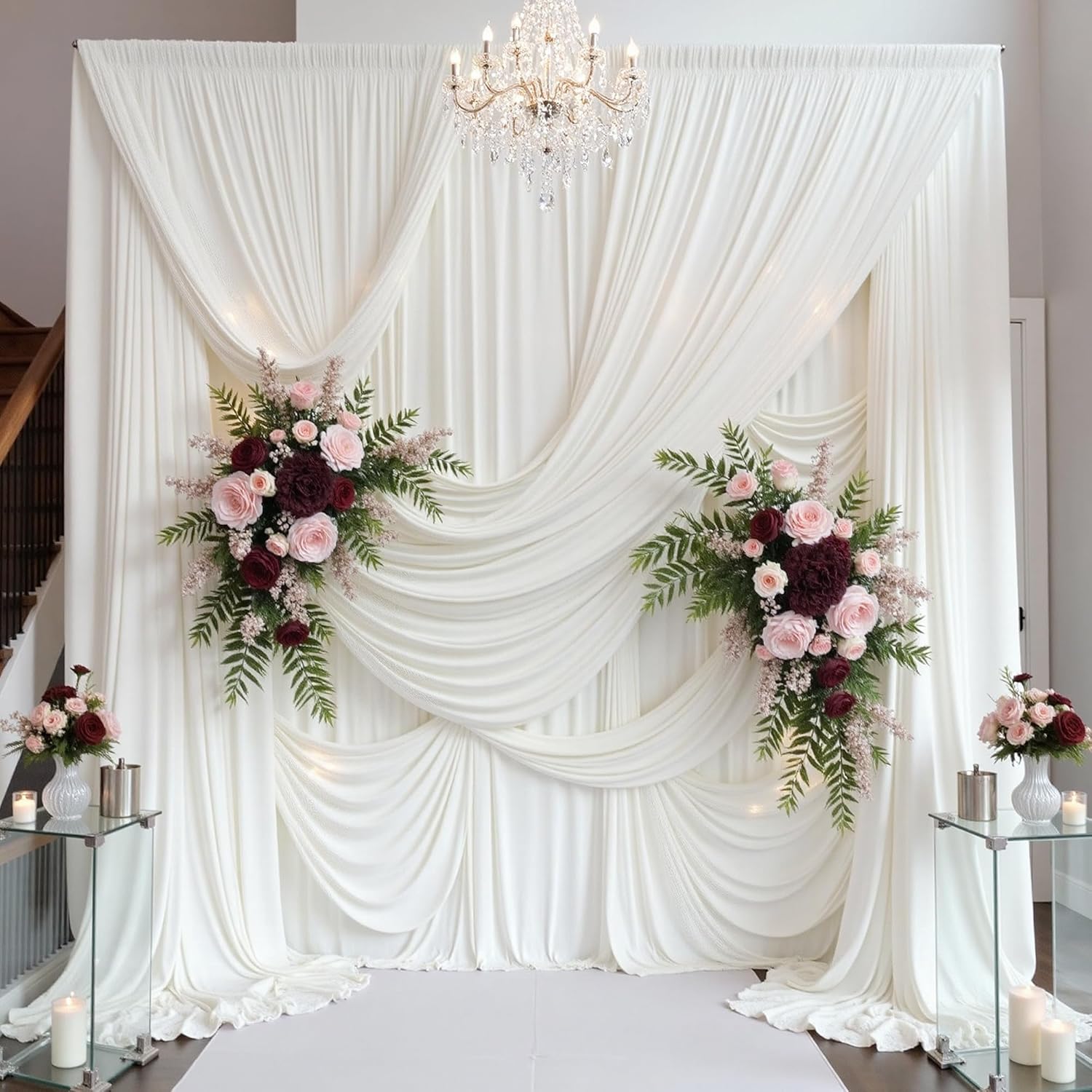 IVORY  - Wrinkle Free Backdrop Curtains for Parties - 10 Panels 5x10ft Silky Interlock Backdrop for Weddings Birthday Party Curtains
