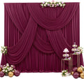 BURGUNDY  - Wrinkle Free Backdrop Curtains for Parties - 4 Panels 5x15ft Silky Interlock Backdrop for Weddings Birthday Party Curtains