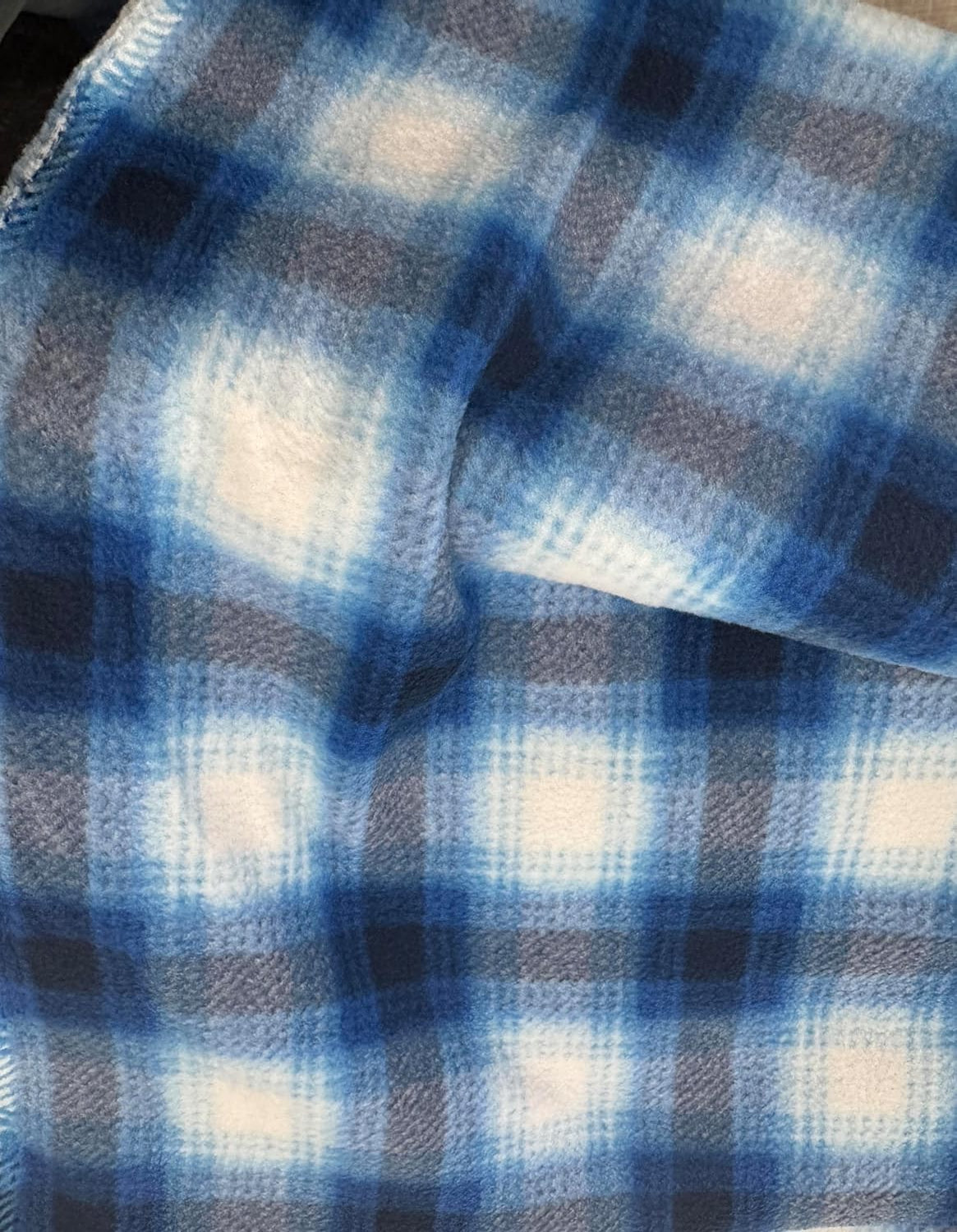 Blue & White Plaid -  Anti Pill Theme Fleece Fabric, 60” Inches Wide – Sold By The Yard