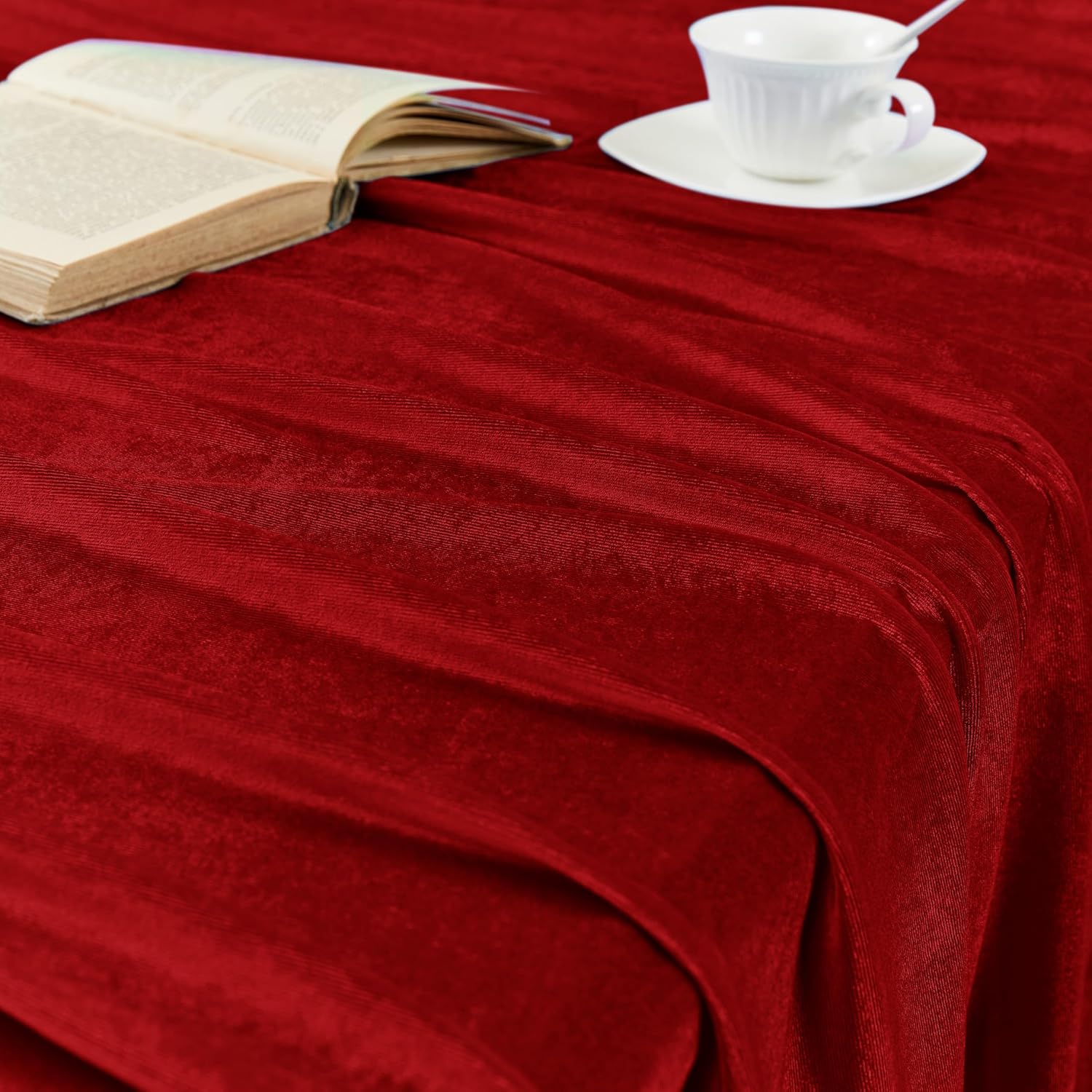 Stretch Velvet Tablecloth -  RED - Rectangle Table Cover - Stretch Velvet Table Cloth Smooth Luxury Tablecloth for Party Wedding Dining Banquet