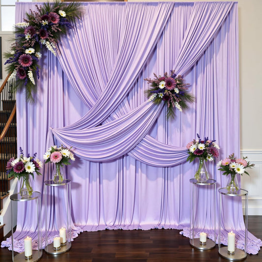 LILAC - Wrinkle Free Backdrop Curtains for Parties - 10 Panels 5x10ft Silky Interlock Backdrop for Weddings Birthday Party Curtains