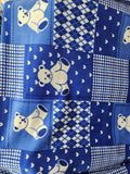 Teddy Bear Blue Blocks Anti Pill Animal Theme Fleece Fabric, 60” Inches Wide – Sold By The Yard