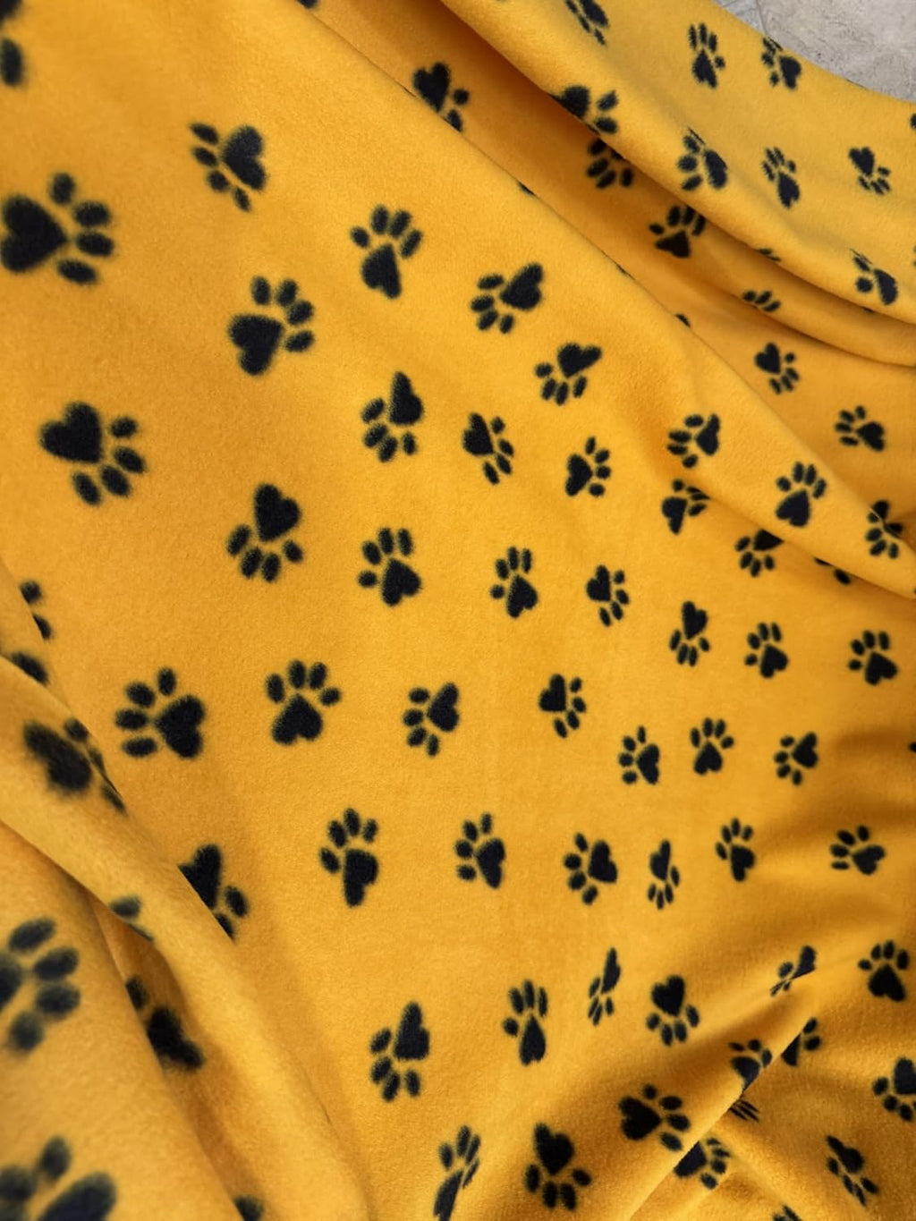 Paws Print -  Anti Pill Theme Fleece Fabric, 60” Inches Wide – Sold By The Yard Gold/Yellow
