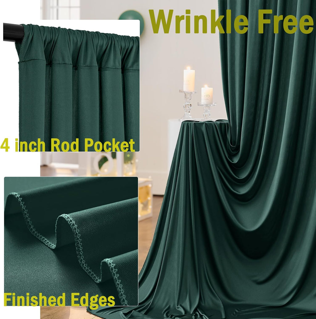 HUNTER - Wrinkle Free Backdrop Curtains for Parties - 10 Panels 5x10ft Silky Interlock Backdrop for Weddings Birthday Party Curtains