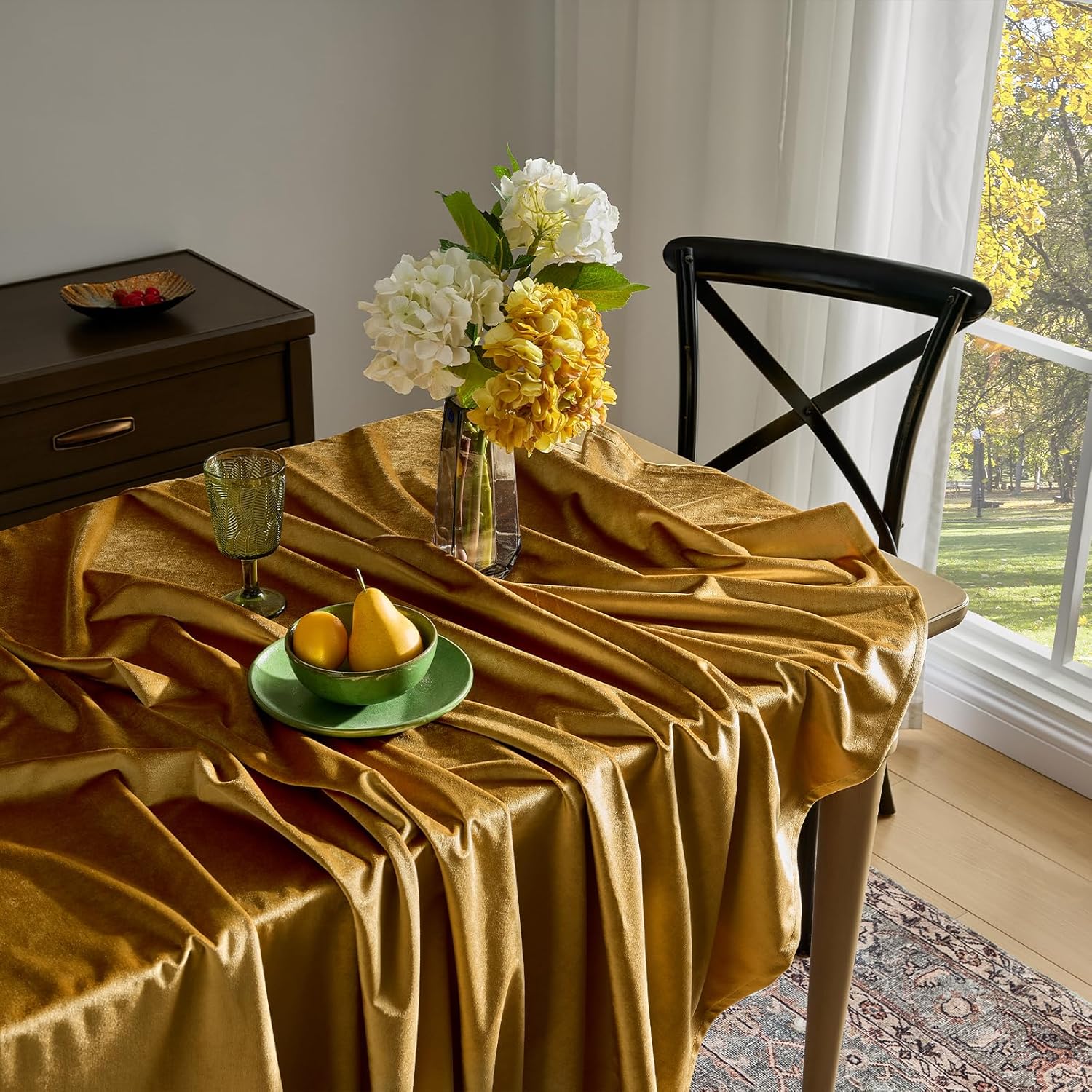 Stretch Velvet Tablecloth -  GOLD - Rectangle Table Cover - Stretch Velvet Table Cloth Smooth Luxury Tablecloth for Party Wedding Dining Banquet
