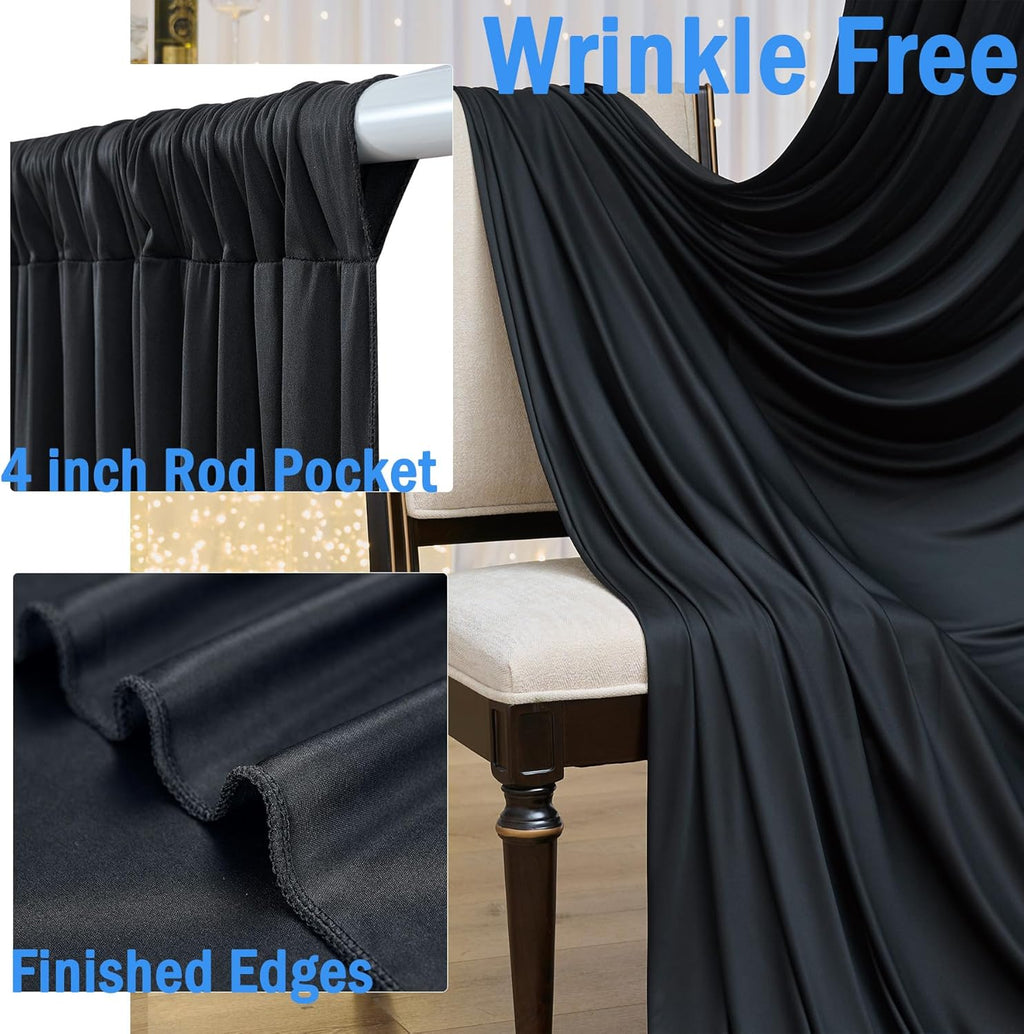 BROWN  - Wrinkle Free Backdrop Curtains for Parties - 10 Panels 5x10ft Silky Interlock Backdrop for Weddings Birthday Party Curtains