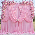 PINK  - Wrinkle Free Backdrop Curtains for Parties - 10 Panels 5x10ft Silky Interlock Backdrop for Weddings Birthday Party Curtains