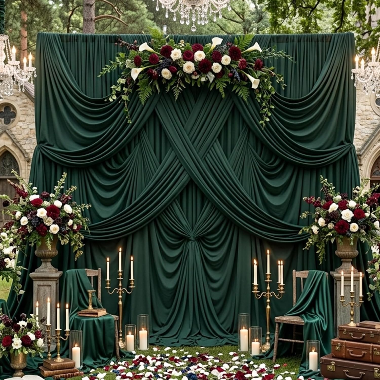 HUNTER - Wrinkle Free Backdrop Curtains for Parties - 10 Panels 5x10ft Silky Interlock Backdrop for Weddings Birthday Party Curtains