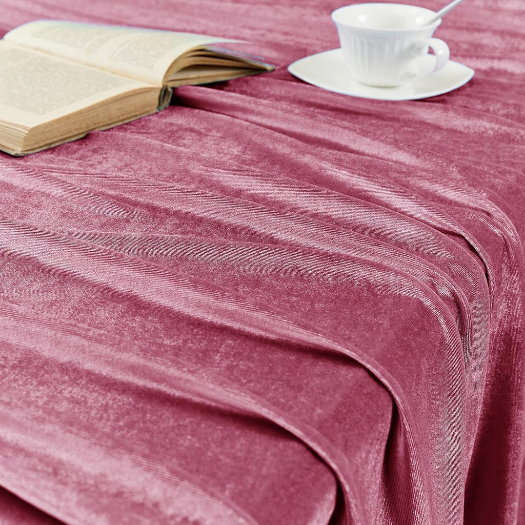 Stretch Velvet Tablecloth -  DUSTY ROSE - Rectangle Table Cover - Stretch Velvet Table Cloth Smooth Luxury Tablecloth for Party Wedding Dining Banquet