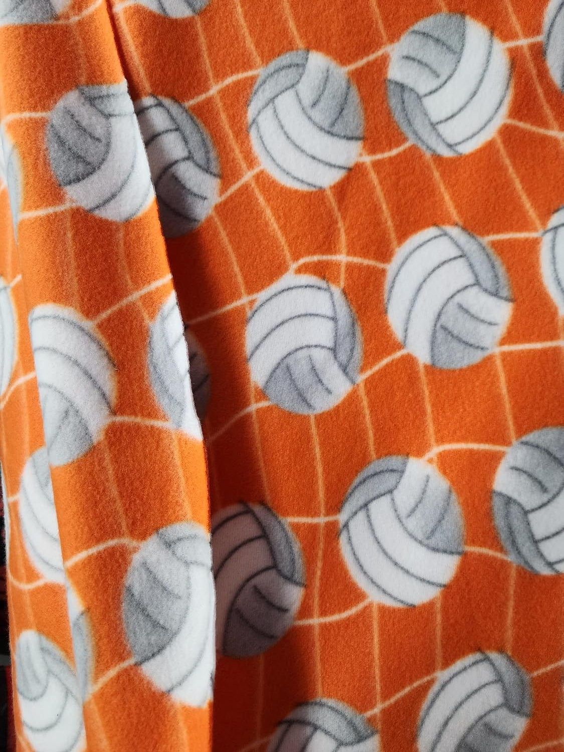 Baseball Print- - Anti Pill Theme Fleece Fabric, 60” Inches Wide – Sold By The Yard Orange