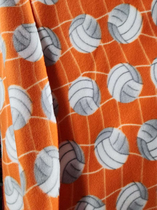 Baseball Print- - Anti Pill Theme Fleece Fabric, 60” Inches Wide – Sold By The Yard Orange