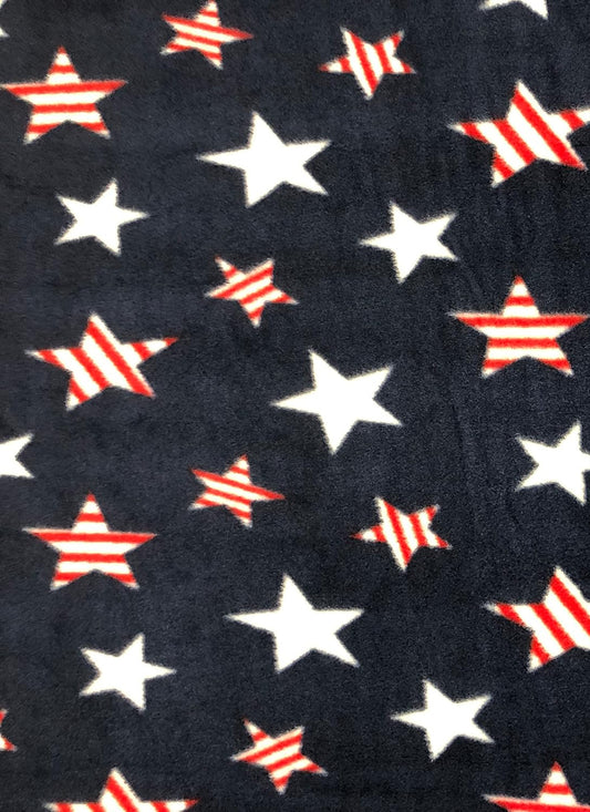 Stars Print -  Anti Pill Theme Fleece Fabric, 60” Inches Wide – Sold By The Yard  Navy