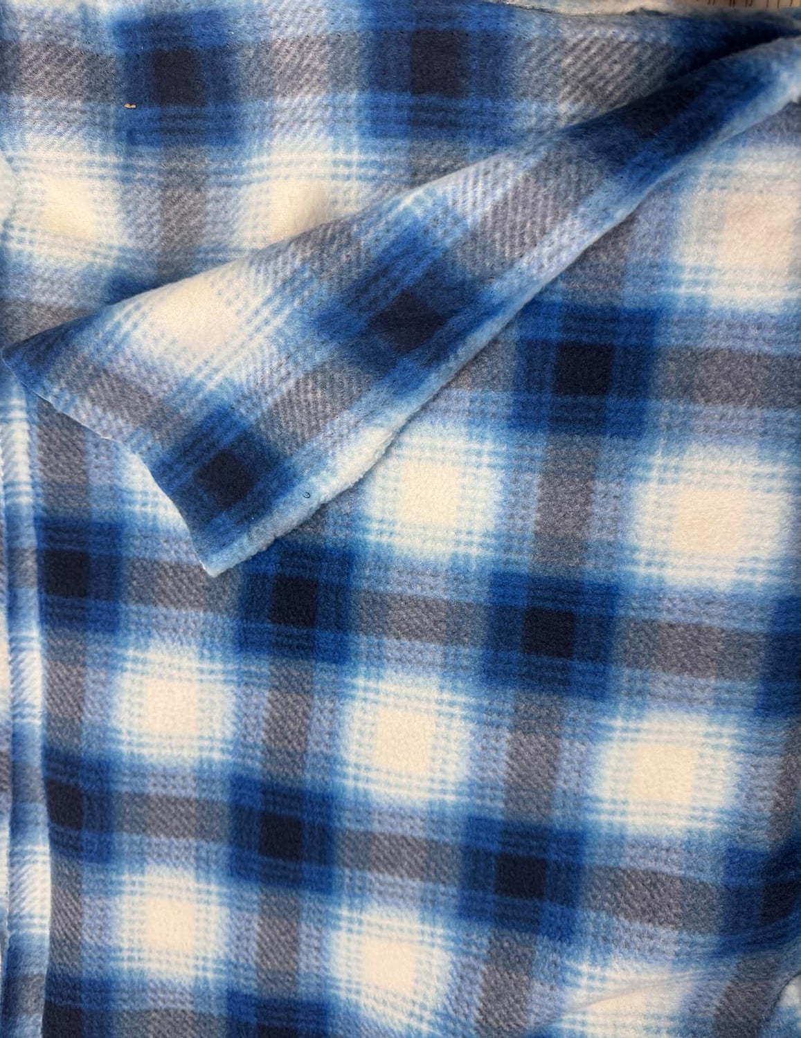 Blue & White Plaid -  Anti Pill Theme Fleece Fabric, 60” Inches Wide – Sold By The Yard