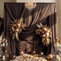 BROWN  - Wrinkle Free Backdrop Curtains for Parties - 10 Panels 5x10ft Silky Interlock Backdrop for Weddings Birthday Party Curtains